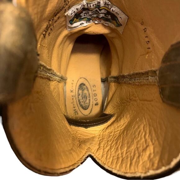 Sterling River SR151 Western Cowboy Boots Black Brown Leather 7.5B Women - Picture 6 of 7